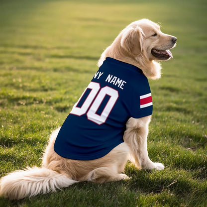 New England Dog T-Shirt Jersey Style Pet Clothes Custom Name and Number Gifts