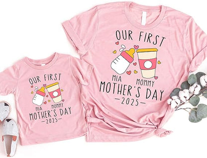 Personalized Our First Mothers Day Matching Shirts, Custom Mom & Baby Matching Outfit, First Mothers Day Outfits