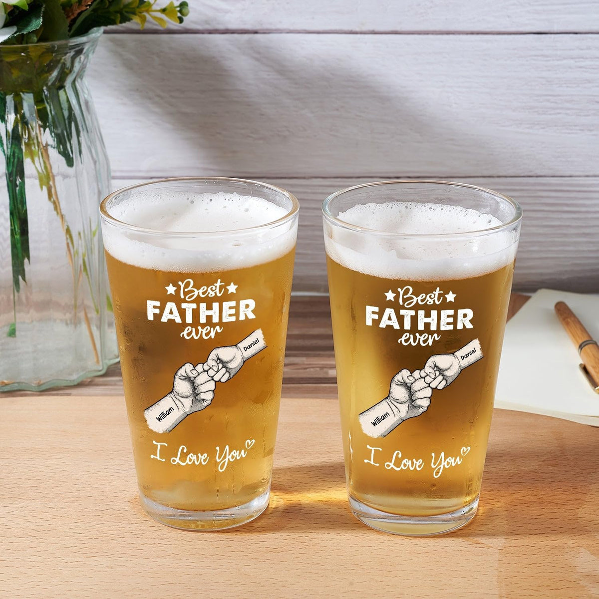 Best Dad Ever Personalized Beer Glass - Gift For Dad, Grandpa - Best Dad Grandpa Ever