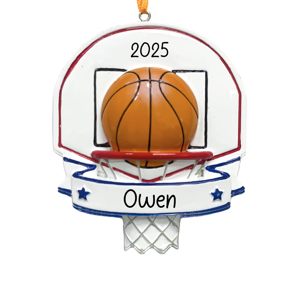 Personalized Basketball Christmas Ornament 2025 | Hoop & Ball Xmas Tree Decoration for Boy & Girl | Customized Unique Keepsake Gift for Basketball Player Coach MVP | Custom Name & Year