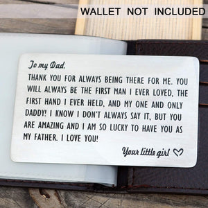 Dad Gifts from Daughter, Engraved Wallet Inserts for Father Papa, Fathers Day Birthday Wedding Thank You Gifts for Daddy from Daughter Kids