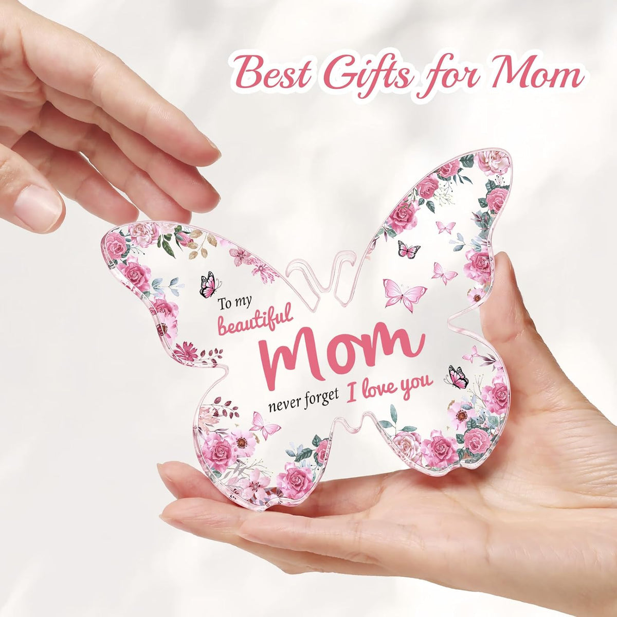 Mothers Day Gifts for Mom from Daughter Son: Unique Mom Birthday Gifts, Butterfly-Shaped Acrylic Keepsake Decorations,  Christmas Presents Ideas for Love Mom Grandma Wife