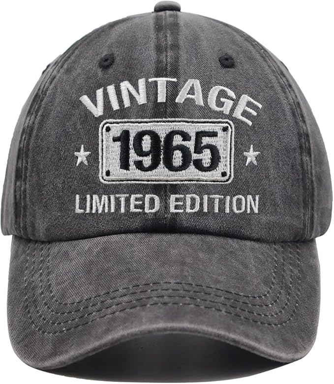 60th Birthday Gifts for Men Women Hats Vintage 1965 Blue Baseball Cap Personalized Embroidery cap for Grandpa