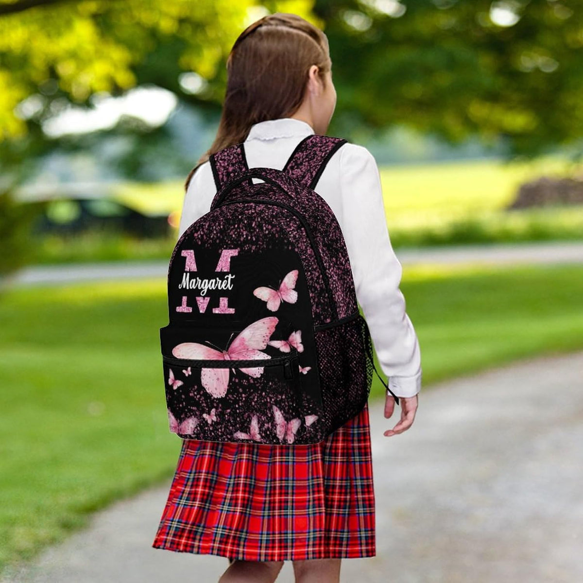 Personalized Butterfly Backpack for Girls Kids Custom Girls Backpack Initial Monogram Bookbag Customized Name Schoolbag for Preschool Kindergarten Primary Elementary