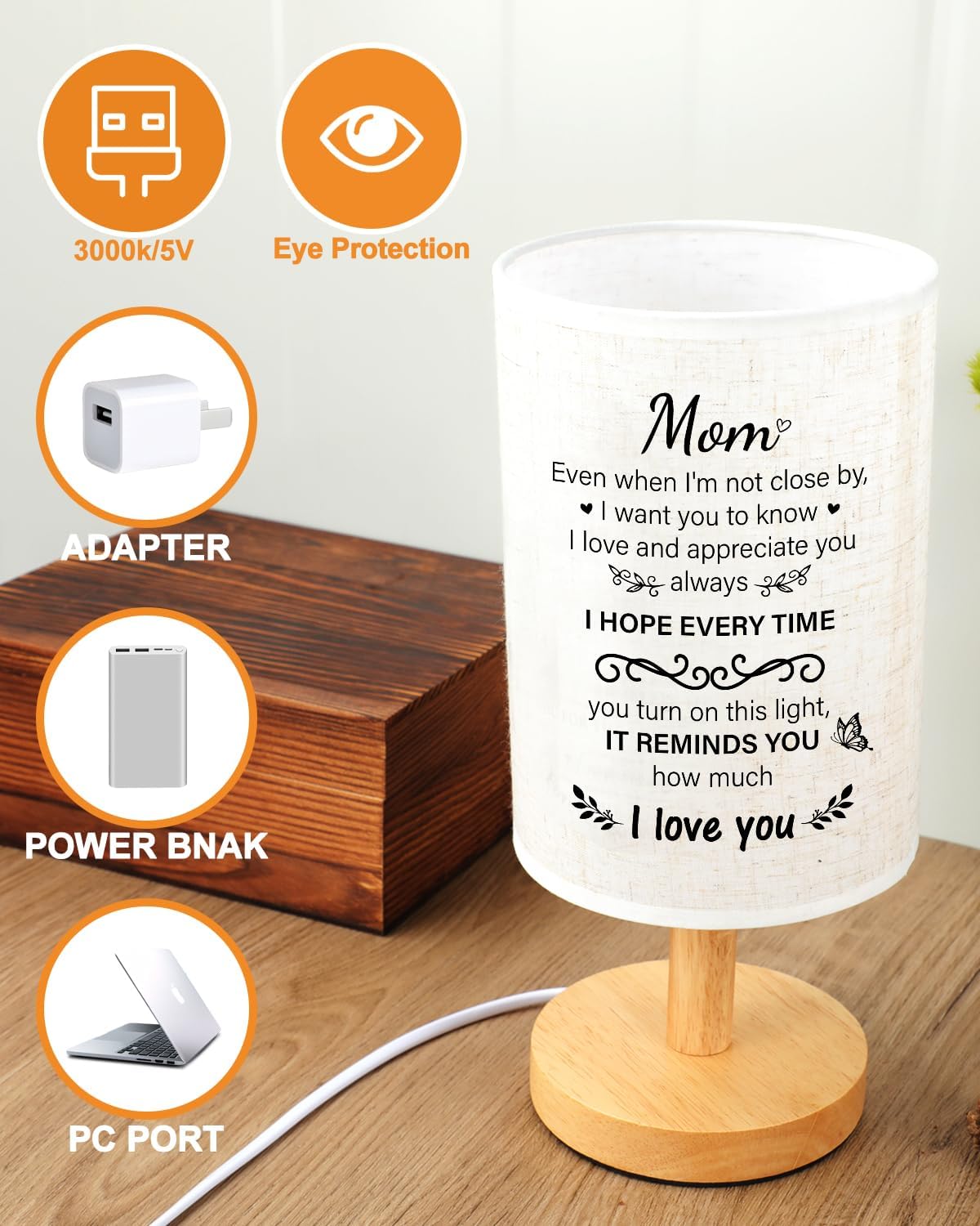 Mom Birthday Gifts from Daughter Son, Birthday Gifts for Mother from Daughter Son, Unique Mothers Day Valentine Gifts for Mom, Beautiful Mother Lamp Gifts for Home Decoration