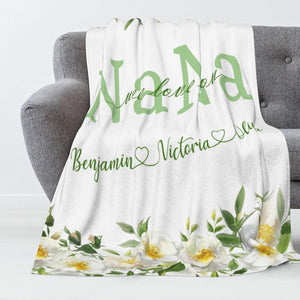 Mothers Day Birthday Gifts for Mom Personalized Blanket with Name for Grandma Birthday Gift for Grandmother Mom Nana Gigi Mimi Mommy Blanket (Yellow)