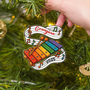 Personalized Xylophone Shape Ornament Gift for Instructor Music Husband Wife, Customized Year Name Xylophonist Ornament Keepsake Christmas, Unique Xylophone Instrument Xmas Ornaments for Appreciation