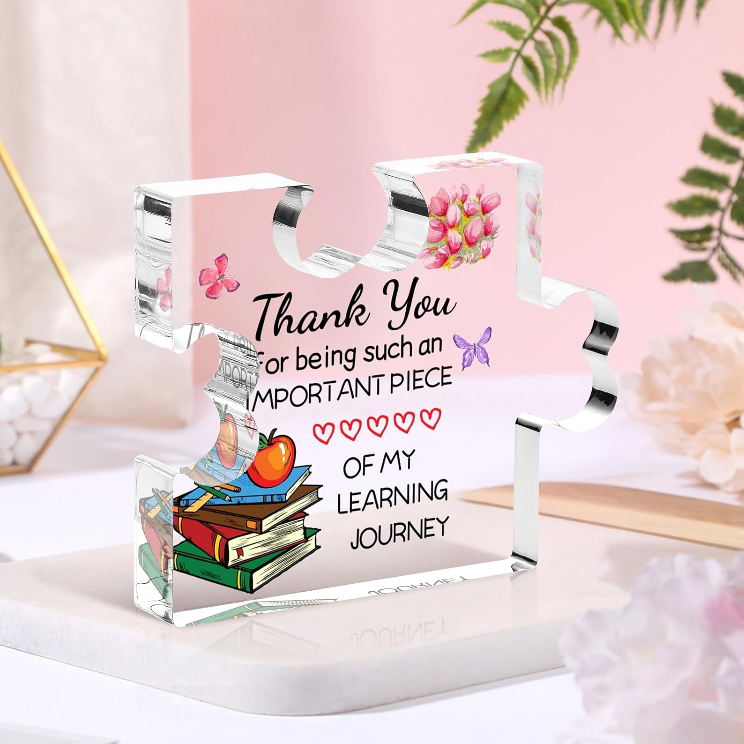 Teacher Appreciation Gifts, Teacher Gifts Acrylic Plaque, Thank You Graduation Valentines Day Christmas Gifts for Her Women Friends Teacher Classmate Study Partner Roommate