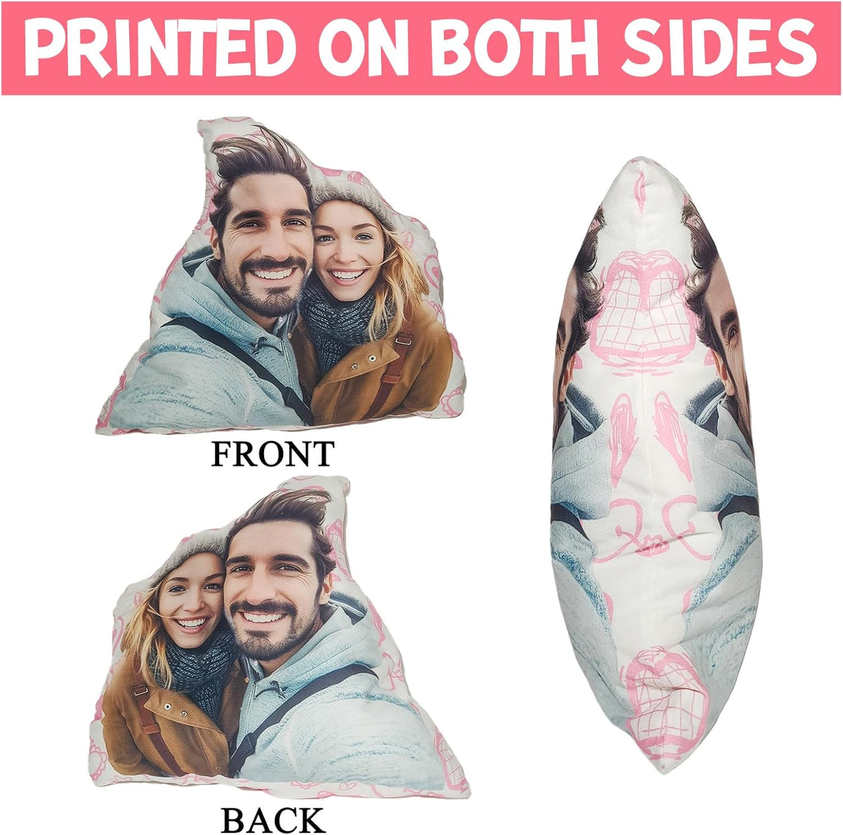 Custom Pillow - Custom Pet Pillow with Photo - Personalized Photo Shaped Dog Cat Face Pillow Gift - Customized Stuffed Animal Picture Pillows Fathers Day Memorial Gifts - Double Sided Print