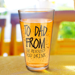 Fathers Day Dad Gifts from Daughter Son Wife,16 OZ Funny Beer Glass Gifts for Dad Men Husband Grandpa,Birthday Retirement Anniversary Christmas Stocking Stuffers