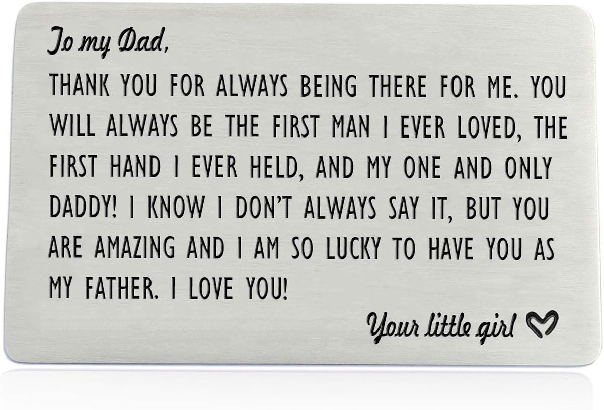 Dad Gifts from Daughter, Engraved Wallet Inserts for Father Papa, Fathers Day Birthday Wedding Thank You Gifts for Daddy from Daughter Kids