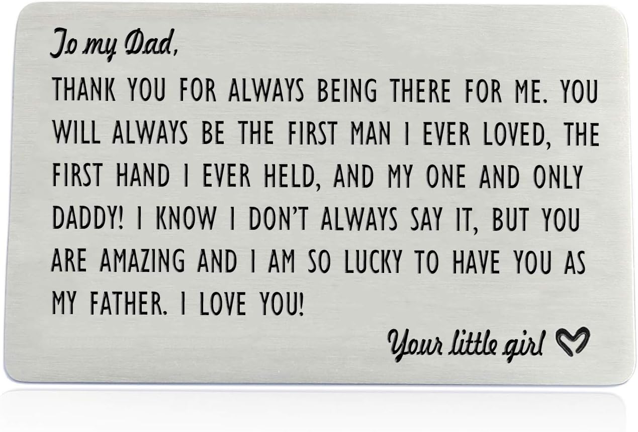 Dad Gifts from Daughter, Engraved Wallet Inserts for Father Papa, Fathers Day Birthday Wedding Thank You Gifts for Daddy from Daughter Kids