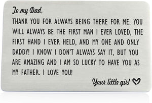 Dad Gifts from Daughter, Engraved Wallet Inserts for Father Papa, Fathers Day Birthday Wedding Thank You Gifts for Daddy from Daughter Kids
