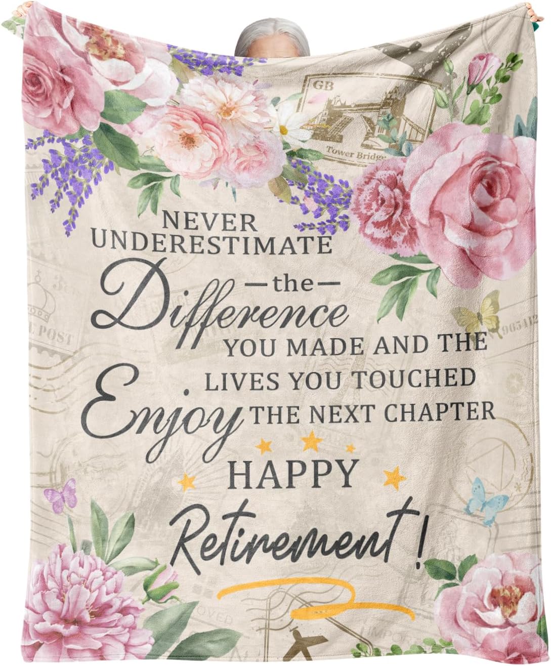 Retirement Gift for Woman, Retirement Blanket for Women/Men, Farewell Gifts for Coworkers, Going Away Goodbye Merch for Mom Grandma Throws Blankets 60 x50