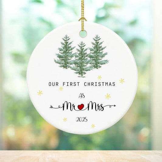 First Christmas Married Custom Years as Mr&Mrs Ceramic Newlywed Keepsake, Mr & Mrs Christmas Ornament, Wedding, Christmas Decoration