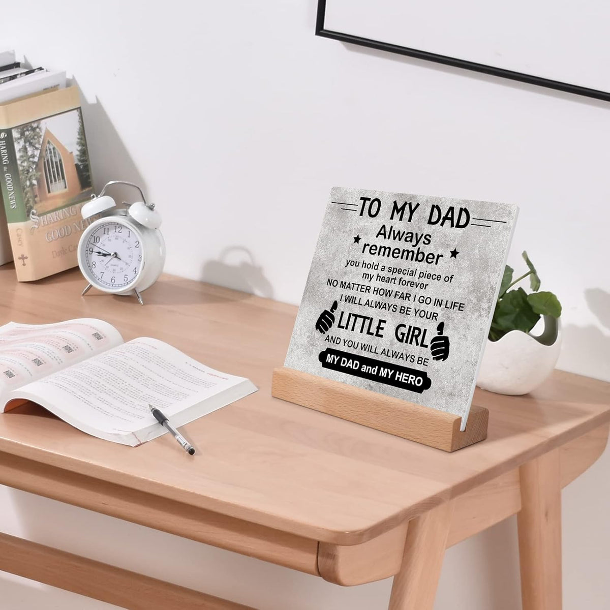 Fathers Day Gift from Daughter, Dad Gifts for Fathers Day Acrylic Plaque, Father's Day Gifts for Dad Desk Decorative Sign for Home Office