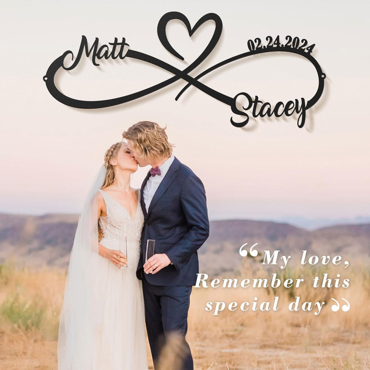 Personalized Anniversary Wedding Gifts for Couples 2025, Customized Metal Infinity Signs with Names & Date, Love Heart Unique Wall Art for Newlyweds Valentines