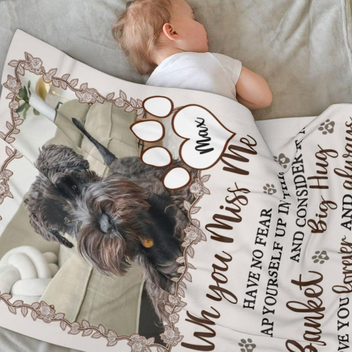 Custom Pet Memorial Blanket with Photo,Personalized Dog/Cat Loss Sympathy Gift,Pet Loss Bereavement Remembrance Gifts,Flannel Throw Blanket with Pictures