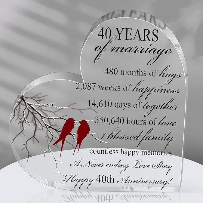 Years of Marriage Gift Wedding Anniversary Heart Marriage Keepsake Decoration Gift for Couple Parent Women Mom Husband Wife