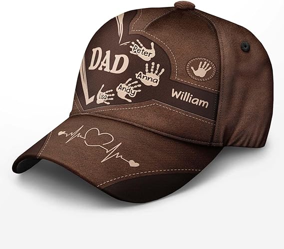 Custom for Grandpa Dad Grandpa Dad Kids Handprints, Dad Hats, Grandpa Hat for Dad, Father's Day Multi - Personalized Classic Cap