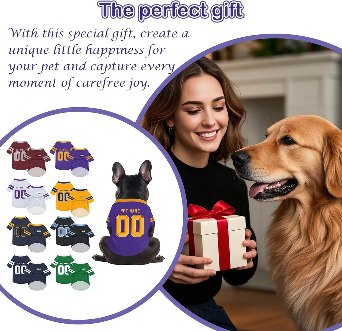 Personalized Dog Sweatshirts, Custom Jersey Shirts for Pets with Name/Number/Logo, Lightweight Pet Clothing for Small and Medium Dogs