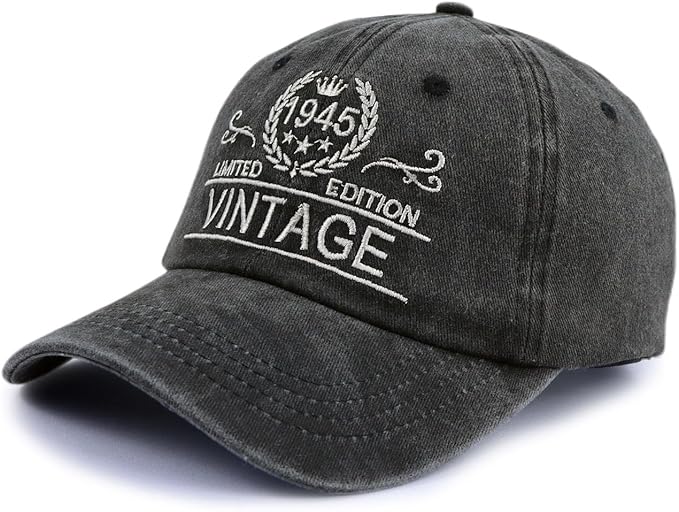 Custom 80th Birthday Gift Vintage 30th 40th 50th 60th 70th 80th 90th Hats for Men Women, Adjustable Embroidered Birthday Baseball Cap