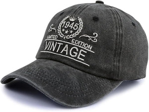 Custom 80th Birthday Gift Vintage 30th 40th 50th 60th 70th 80th 90th Hats for Men Women, Adjustable Embroidered Birthday Baseball Cap