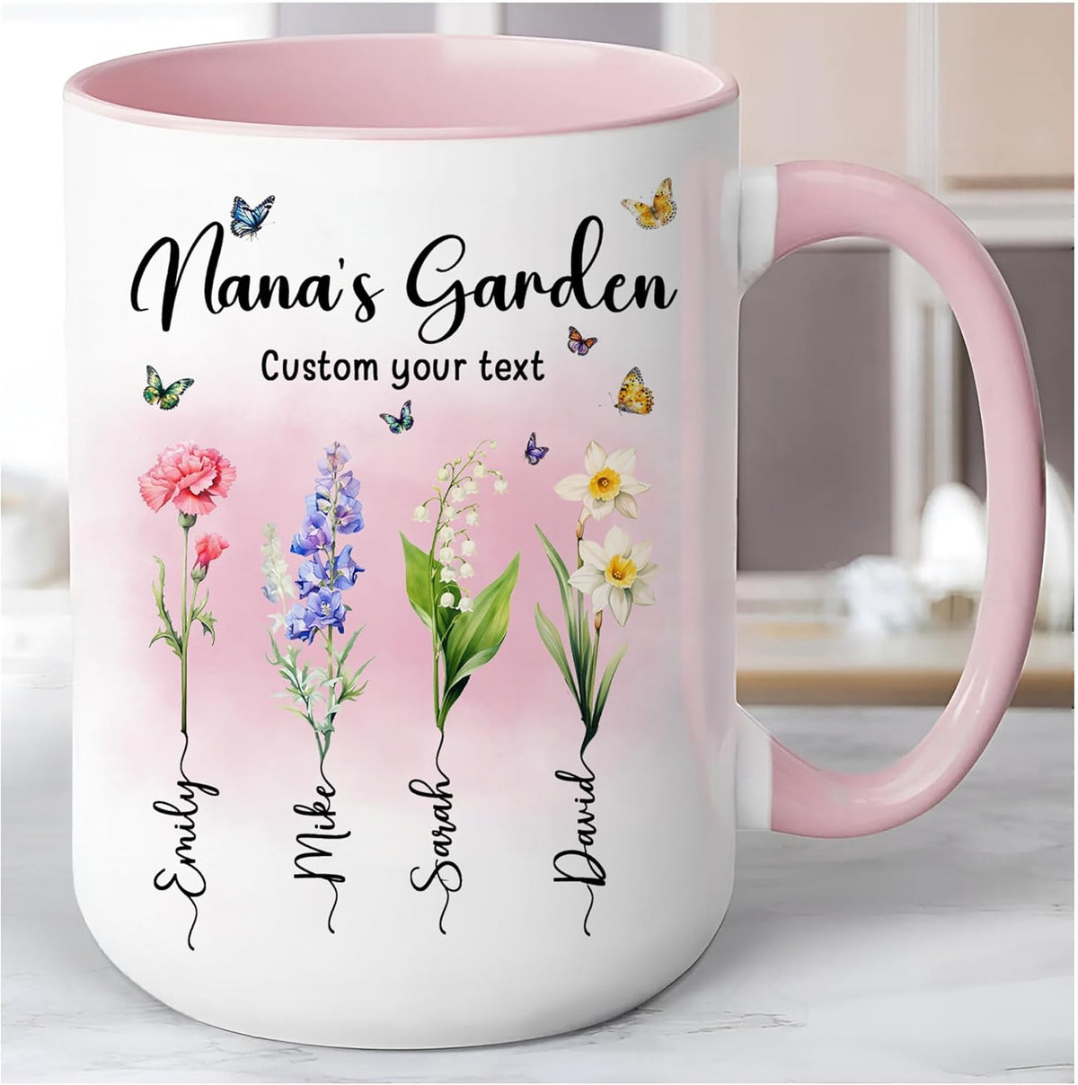 Personalized Mama Mug with Custom Kid Names and Text, Mama's Garden Mug 11oz 15oz, Customized Mother's Day Coffee Cups for Grandma Mug, Gifts for Mimi Gigi Mom Nana from Kids Grandkids on Mother's Day