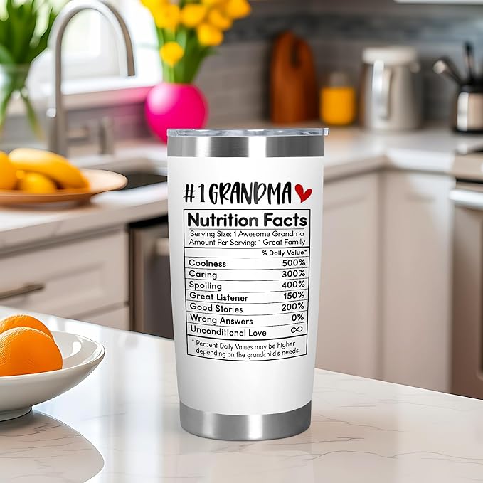 Mothers Day Gifts For Grandma from Granddaughter Grandson - Stainless Steel Insulated Coffee Tumbler With - Birthday Gifts for Women Nana Grandmother from Grandchildren