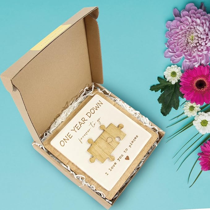 1 Year Anniversary Unique Gift for Couples Picture Frame, 1st Anniversary Paper Gifts for Him, Her, Boyfriend, Girlfriend, Husband, Wife on Valentine's Day