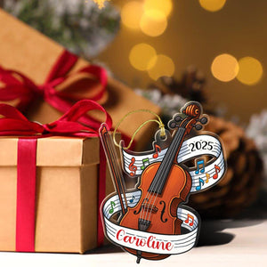 Custom Cello Player Christmas Ornament with Name Year, Personalized Instrument Shaped Ornaments Gift for Daughter Son Dad Mom Friends Cellist, Awesome Cello Keepsake Xmas Ornament Gift for Retirement