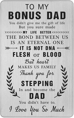 Step Fathers Day Stepdad Gifts - Thank You for Stepping In - Stepfather Birthday Gifts, Bonus Step Dad Wallet Card