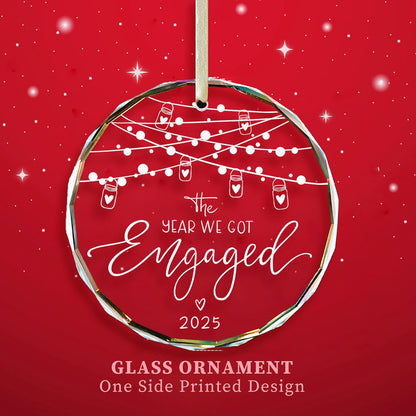 Engagement Gifts for Couples,- Engagement Gifts for Her,Women, Friends, Bride to Be Gifts, Glass Engagement Gift, First Christmas Engagement Ornaments 2025