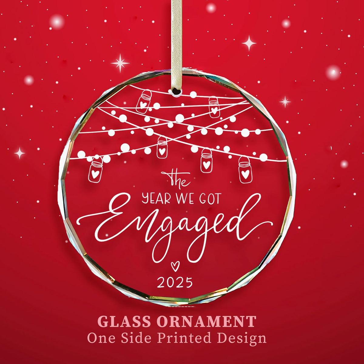 Engagement Gifts for Couples,- Engagement Gifts for Her,Women, Friends, Bride to Be Gifts, Glass Engagement Gift, First Christmas Engagement Ornaments 2025