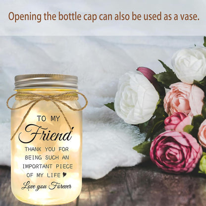Friendship Gifts for Women, Mason Jar Night Lights for Friend, Gifts for Friends Best Friend Birthday Gifts, Thankgiving Christmas Gifts for Women