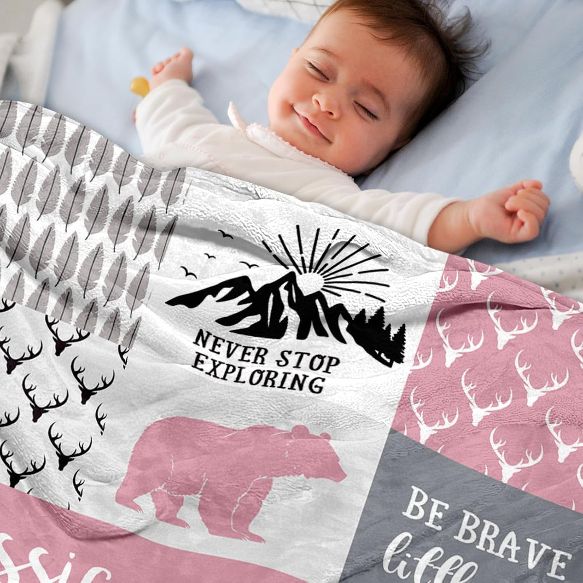 Personalized Baby Blankets for Boys Girls, Custom Flannel Blanket with Name Customized Christmas Birthday Gifts for Kids Teens