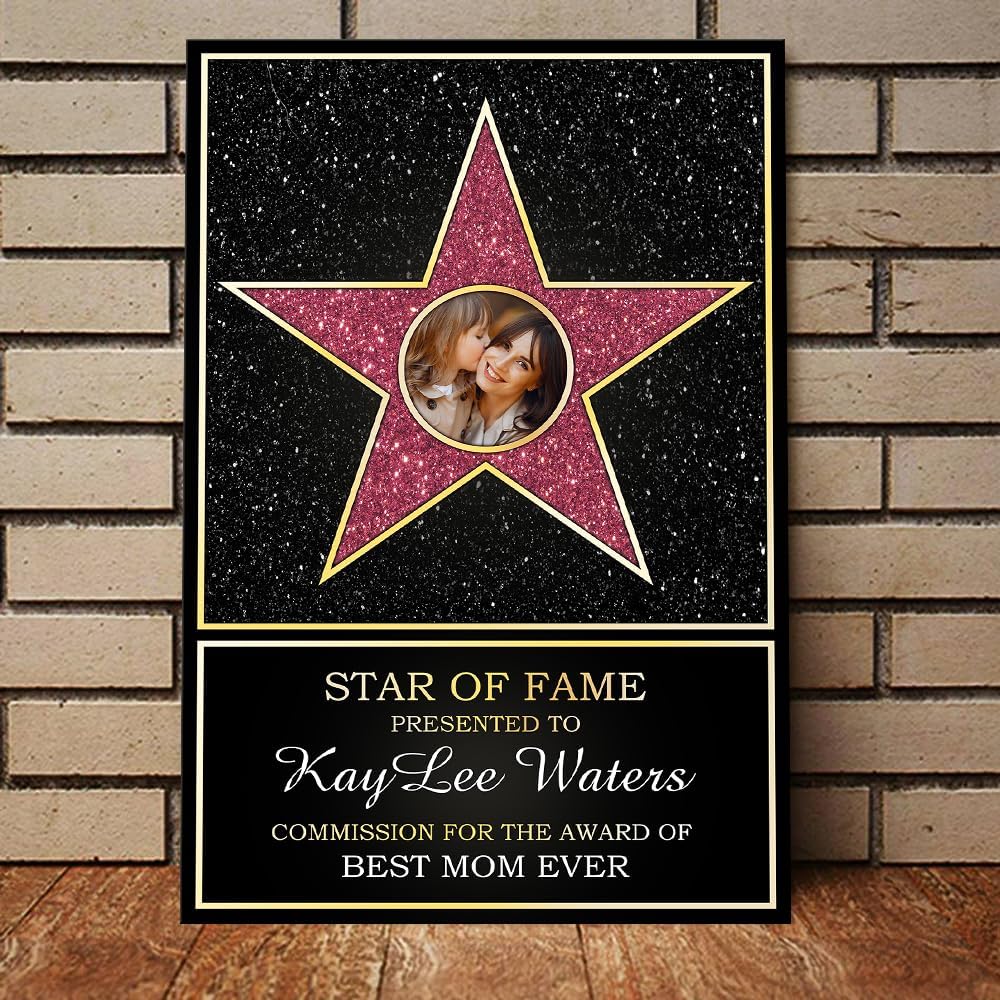 Personalized Star Of Fame Best Mom Ever Poster Canvas Wall Art, Personalized Mom Or Her Gift Poster, Mother's Day Canvas,