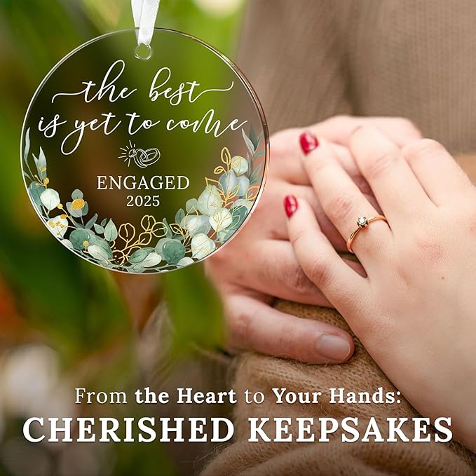 Engagement Gifts for Couples - Engagement Gifts for Newly Engaged Couples, Bride to Be, Women, Fiance, Her - Just Engaged Gift, First Christmas Ornament 2025 Party Decoration - Acrylic Ornament