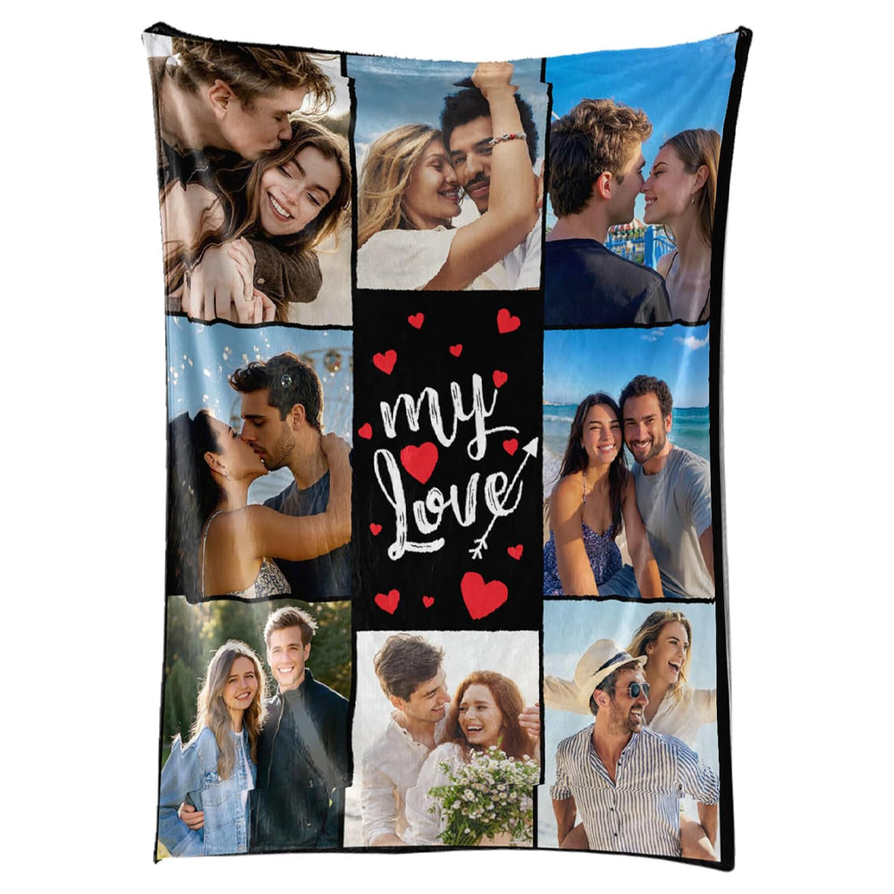 Custom Blanket with Picture Personalized Blanket Customizable Blanket Photo Blankets Customize Valentines Day Gifts for Her Him Girlfriend Boyfriend Wife Anniversary gift
