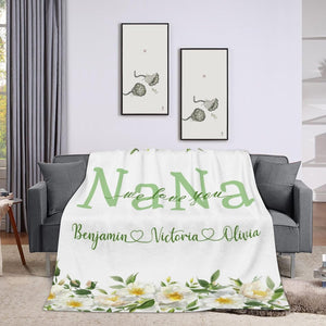Mothers Day Birthday Gifts for Mom Personalized Blanket with Name for Grandma Birthday Gift for Grandmother Mom Nana Gigi Mimi Mommy Blanket (Yellow)