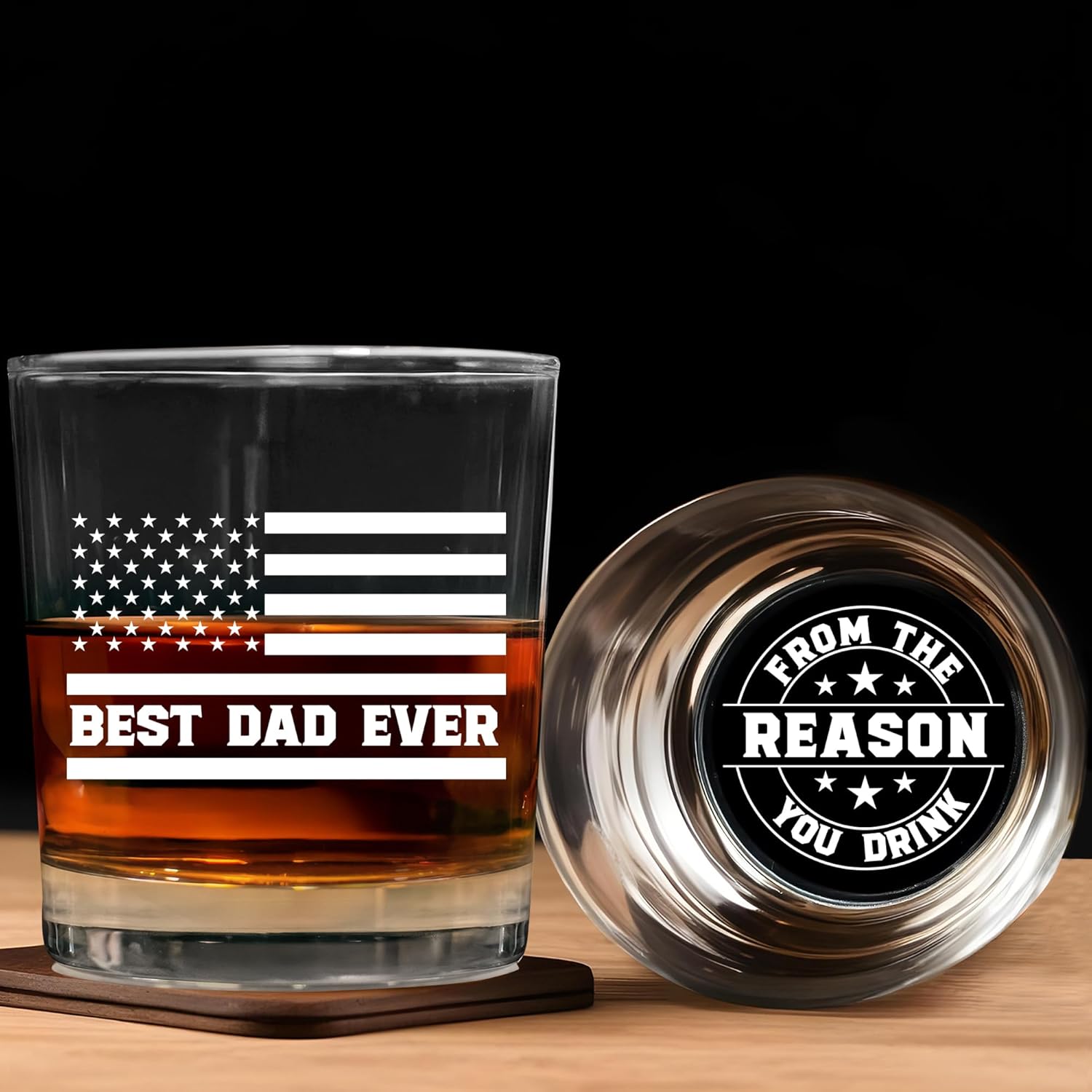 Father's Day Gifts for Dad from Daughter Son Kids - Engraved Crystal Whiskey Glasses - Fathers Day Birthday Gifts for Dad, Husband Birthday Gift Ideas