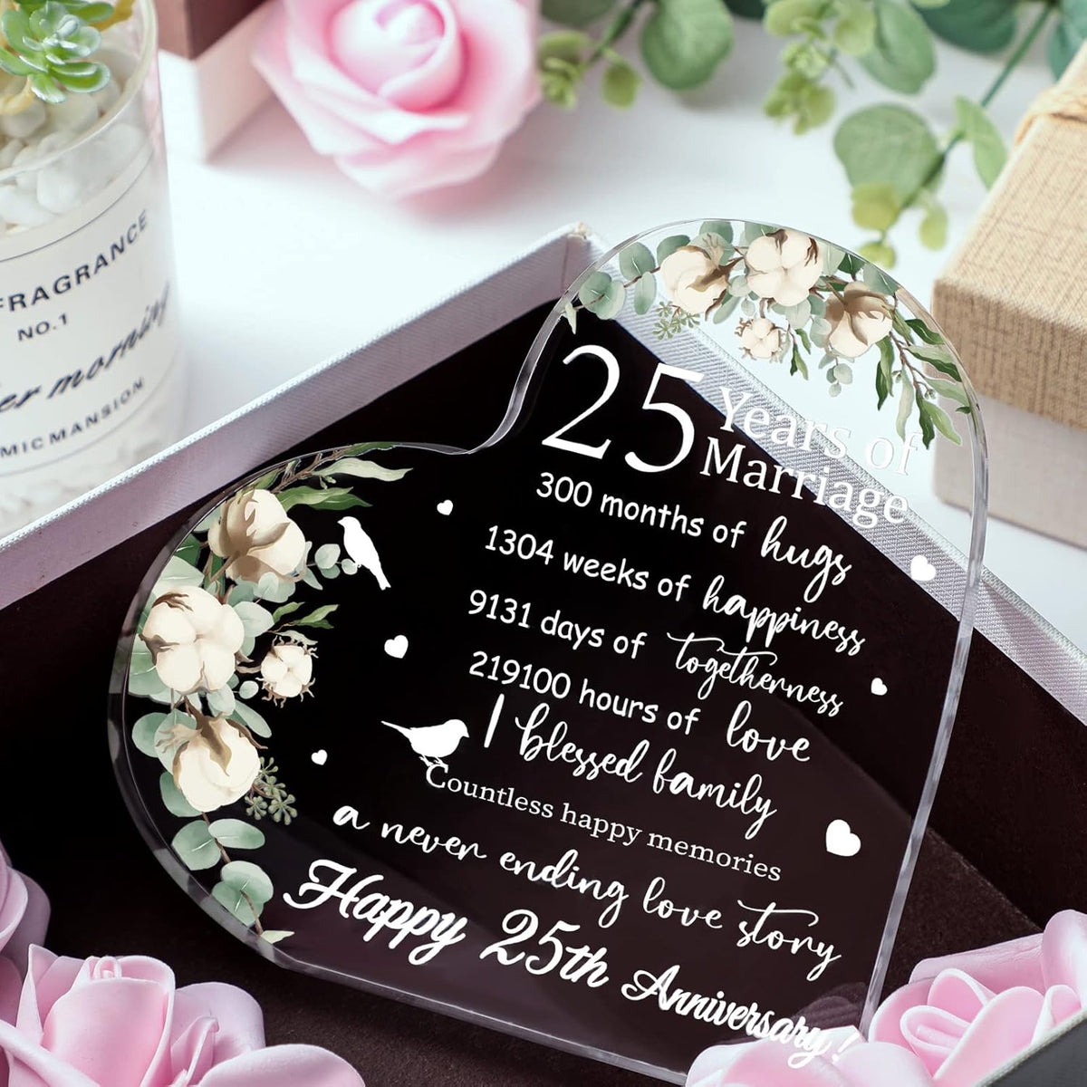 Wedding Gift for Her Years of Marriage Gift Happy Anniversary Present for Woman Acrylic Heart Marriage Keepsake for Wife Husband Girlfriend Boyfriend