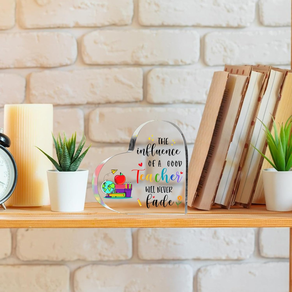 Teacher Gifts for Women Men, to My Teacher Acrylic Heart Sign Paperweight Presents, Birthday End of Year Retirement Christmas Valentines Day Thank You Appreciation Gifts for Teacher