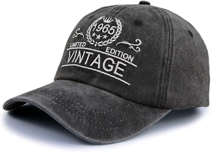 Custom 60th Birthday Gift Vintage 30th 40th 50th 60th 70th 80th 90th Hats for Men Women, Adjustable Embroidered Birthday Baseball Cap