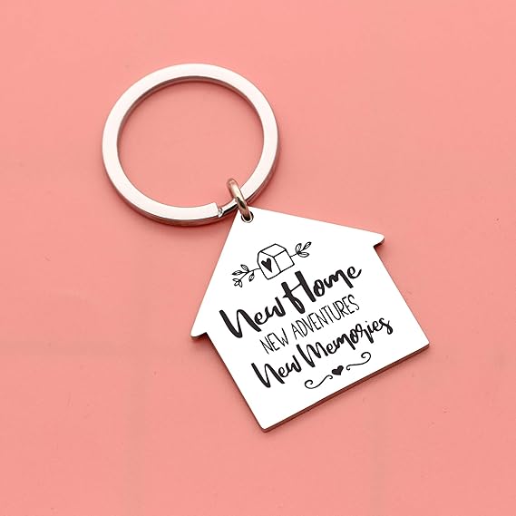 Housewarming New Home Gifts, Custom Name New Home, New Adventures, New Memories Customized Keyring Keychain, New Home Keychain for Family and Friends