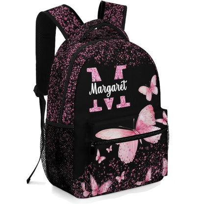 Personalized Butterfly Backpack for Girls Kids Custom Girls Backpack Initial Monogram Bookbag Customized Name Schoolbag for Preschool Kindergarten Primary Elementary
