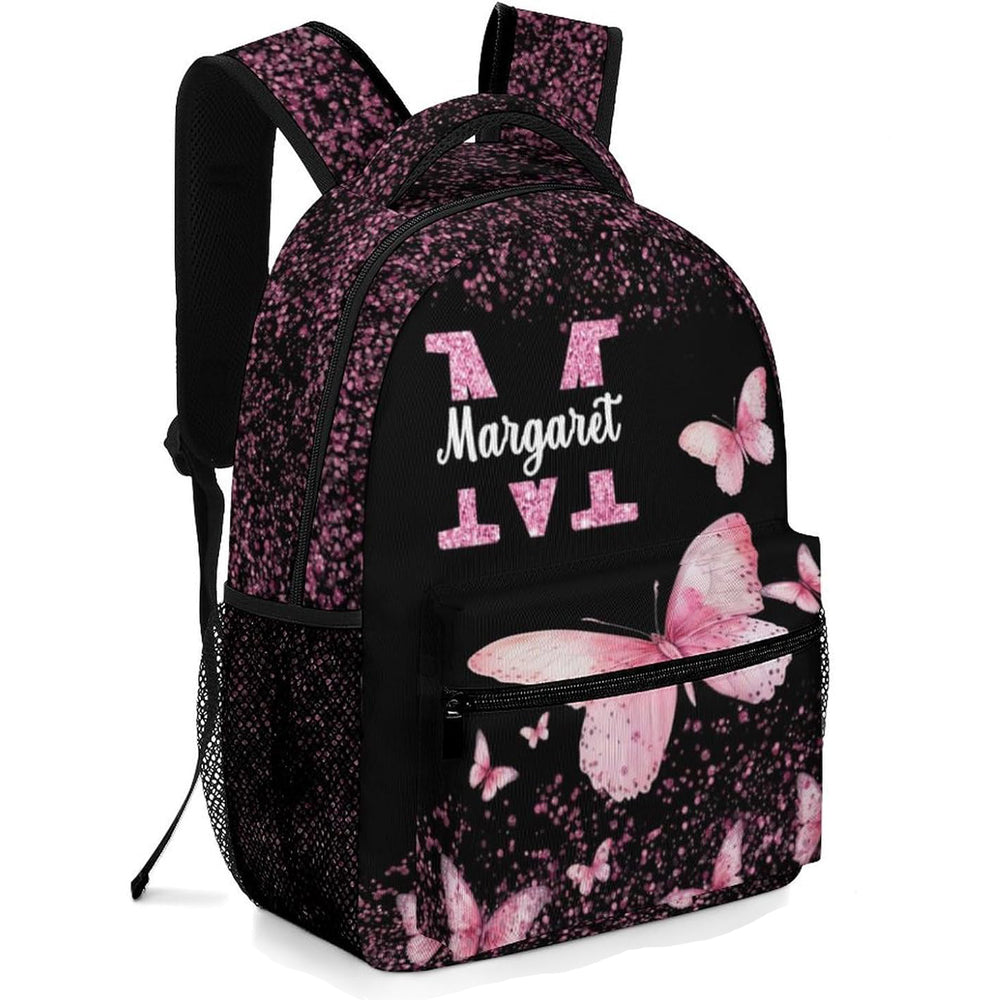 Personalized Butterfly Backpack for Girls Kids Custom Girls Backpack Initial Monogram Bookbag Customized Name Schoolbag for Preschool Kindergarten Primary Elementary