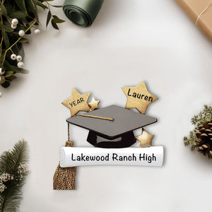 Personalized Graduation Ornament Class of 2025 High School Senior Christmas Ornaments for Tree | Custom Gift Wrapped Grad Cap Keepsake for Graduates