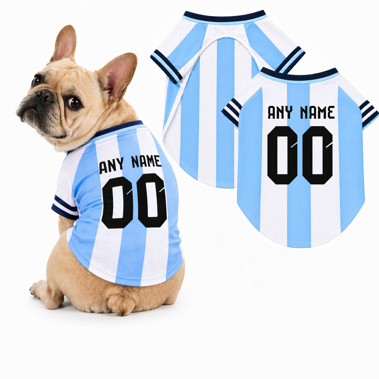 Argentina Dog T-Shirt Jersey Style Custom Name and Number Pet Clothes Gifts