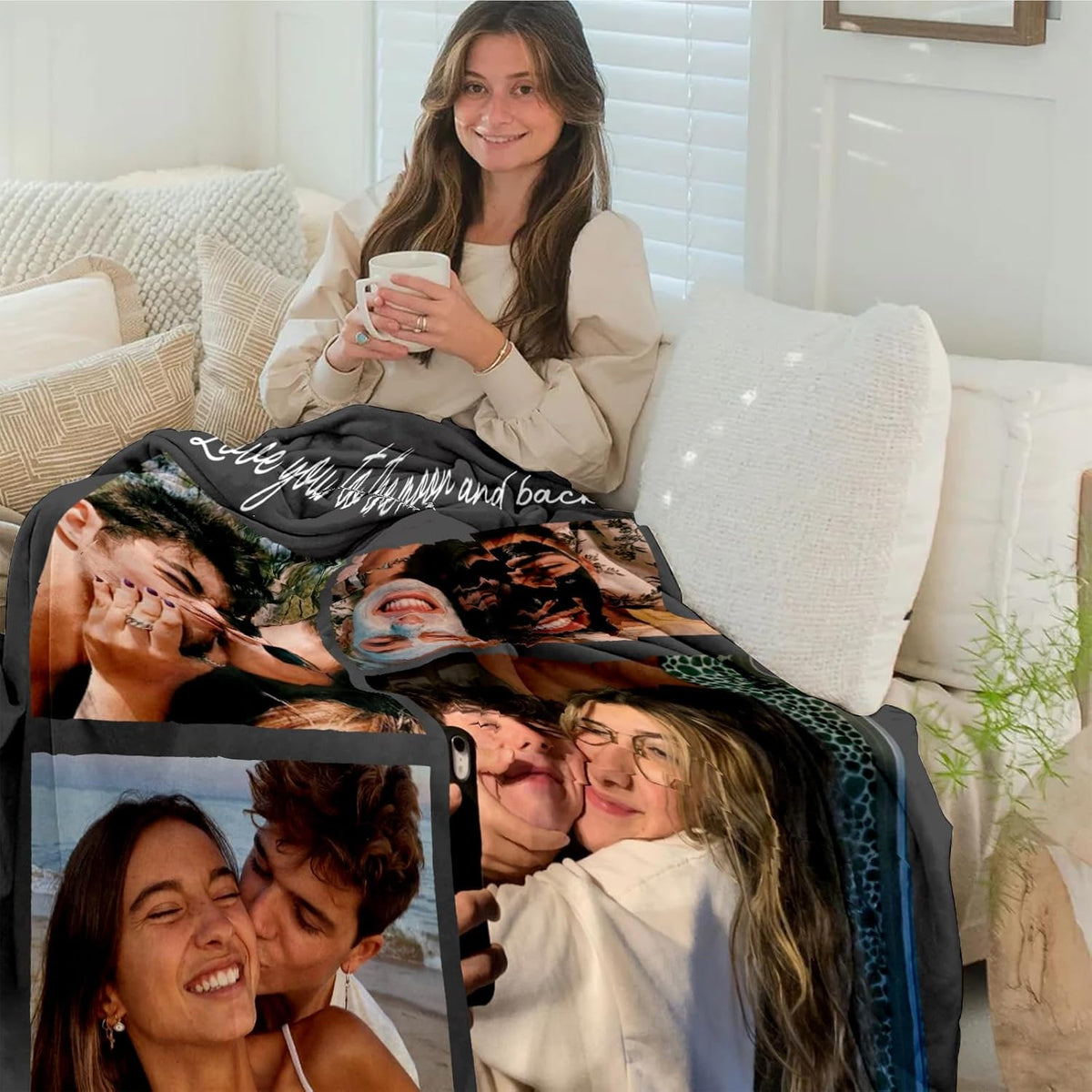 Couple Gifts Custom Blanket with Photos Personalized Flannel Throw Blankets Gifts for Boyfriend Girlfriend Customized Blanket Personalized for Husband Wife